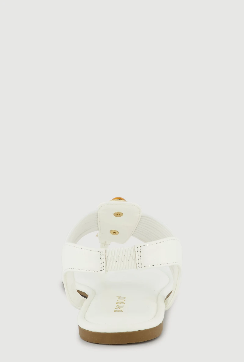 Gemstone Corded T Strap Thong Sandals