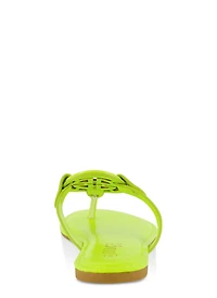 Womens Geo Pendant Thong Slide Sandals, Green, Size 7.5