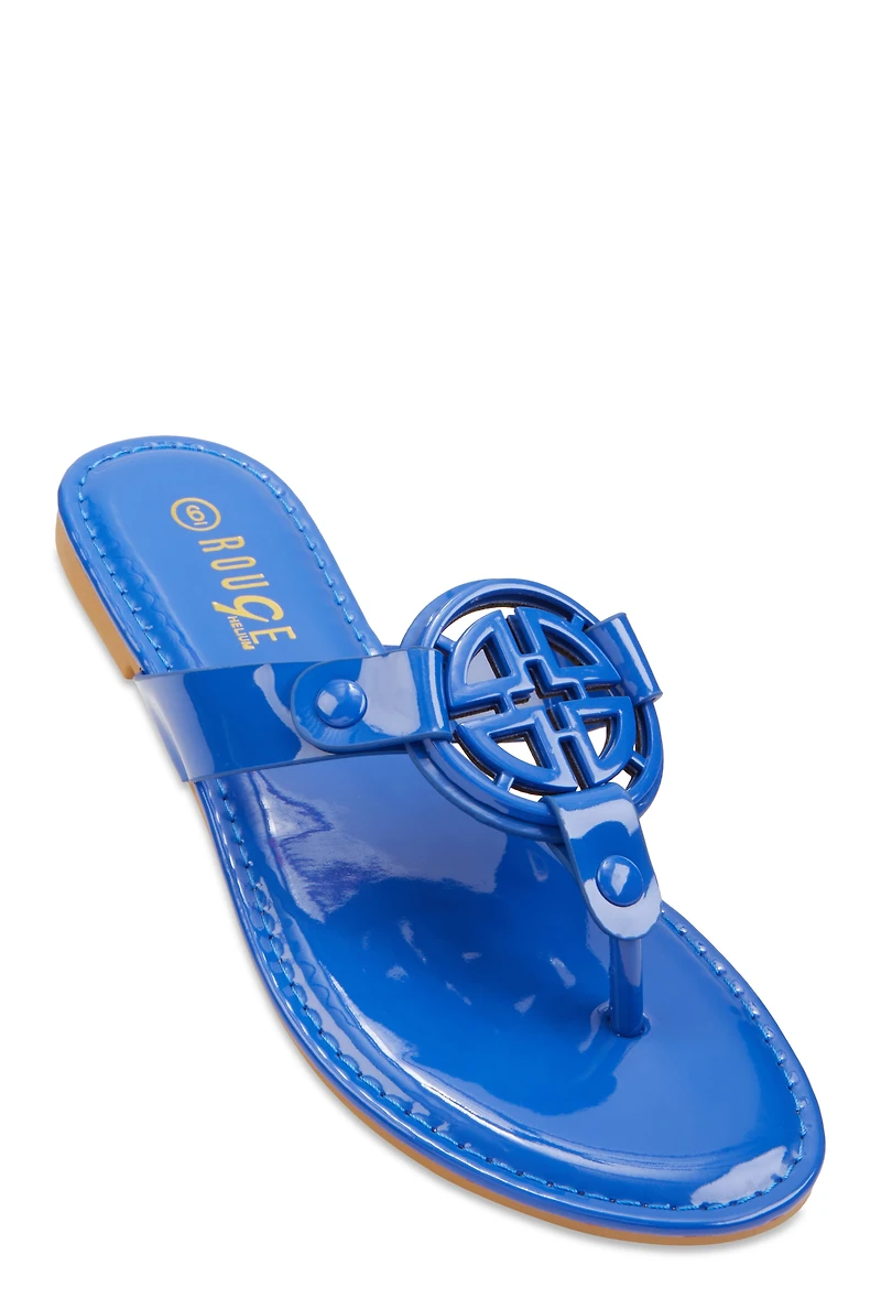 Geometric Pendant Thong Slide Sandals