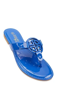 Geometric Pendant Thong Slide Sandals