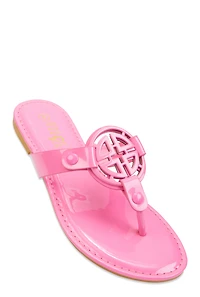 Geometric Pendant Thong Slide Sandals