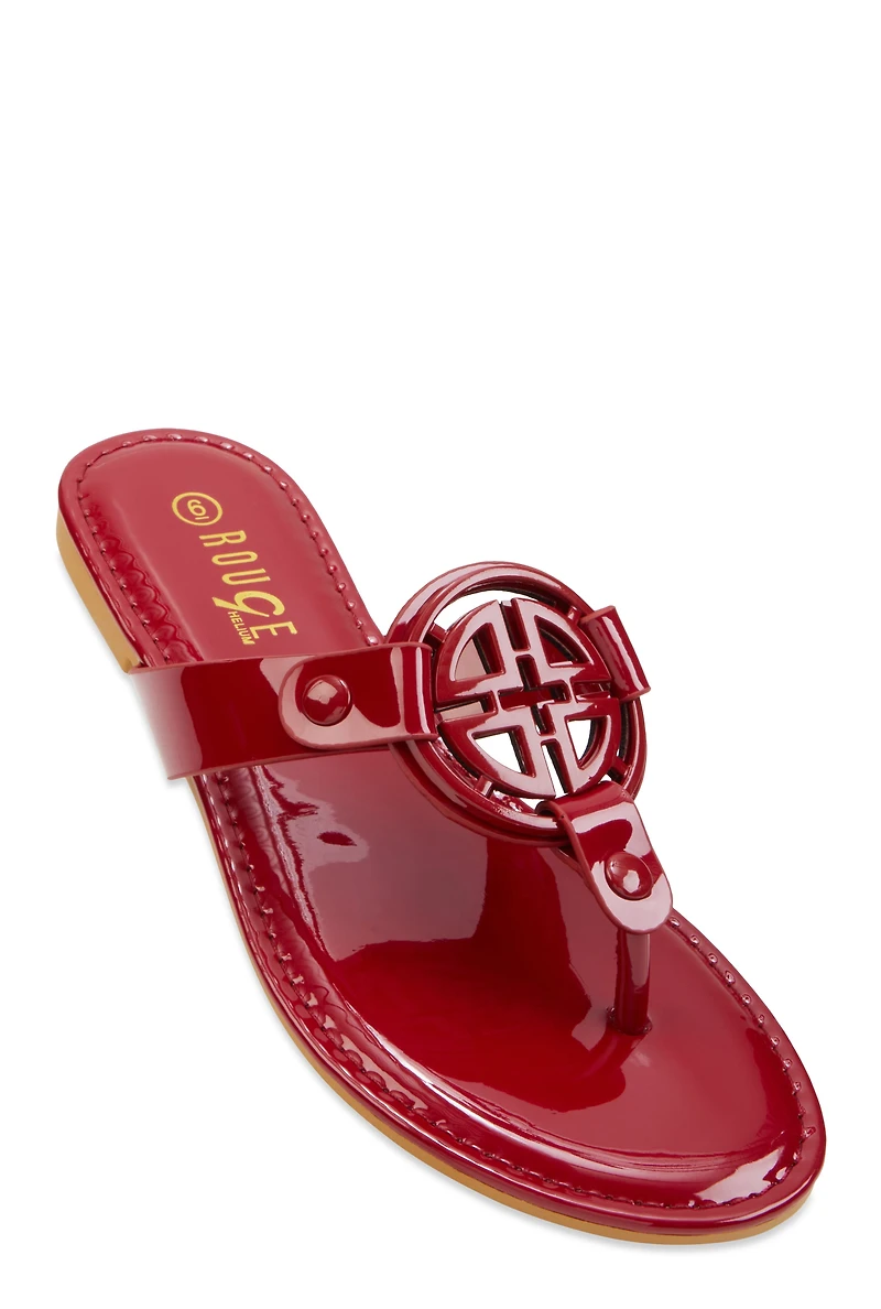 Geometric Pendant Thong Slide Sandals