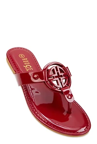 Geometric Pendant Thong Slide Sandals