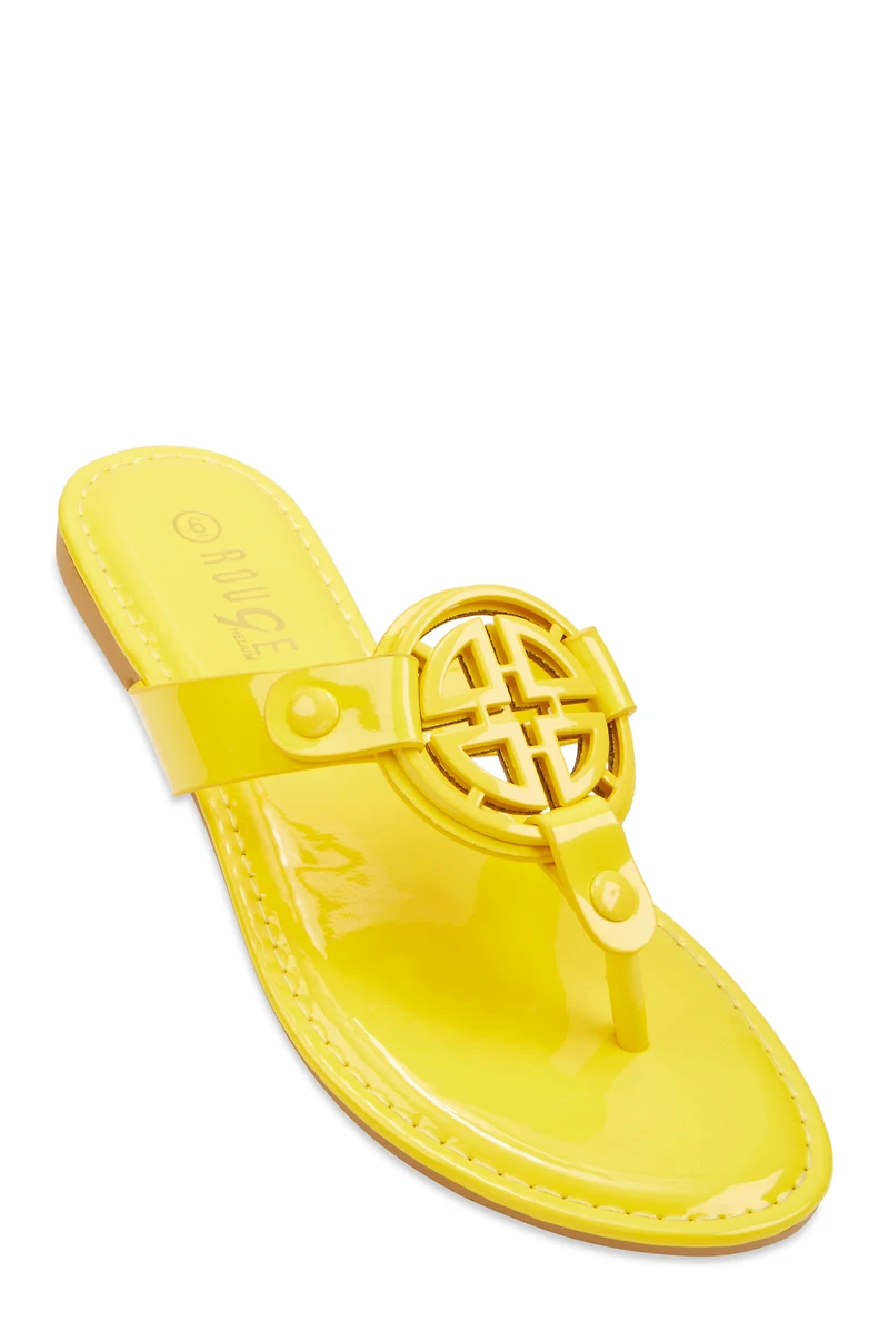 Geometric Pendant Thong Slide Sandals