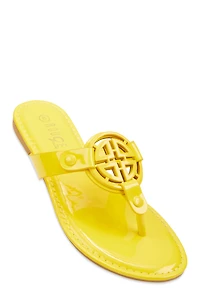 Geometric Pendant Thong Slide Sandals