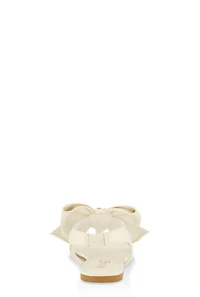 Womens Heart Charm Bow Corded Thong Sandals, White, Size 8.5