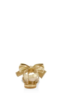 Womens Heart Charm Bow Corded Thong Sandals, Gold, Size 7.5