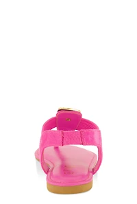 Womens Metallic Pendant Corded Thong Sandals, Pink, Size 6