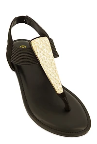 Metallic Pendant Corded Thong Sandals