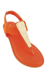 Metallic Pendant Corded Thong Sandals