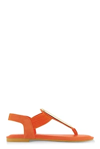 Womens Metallic Pendant Corded Thong Sandals,