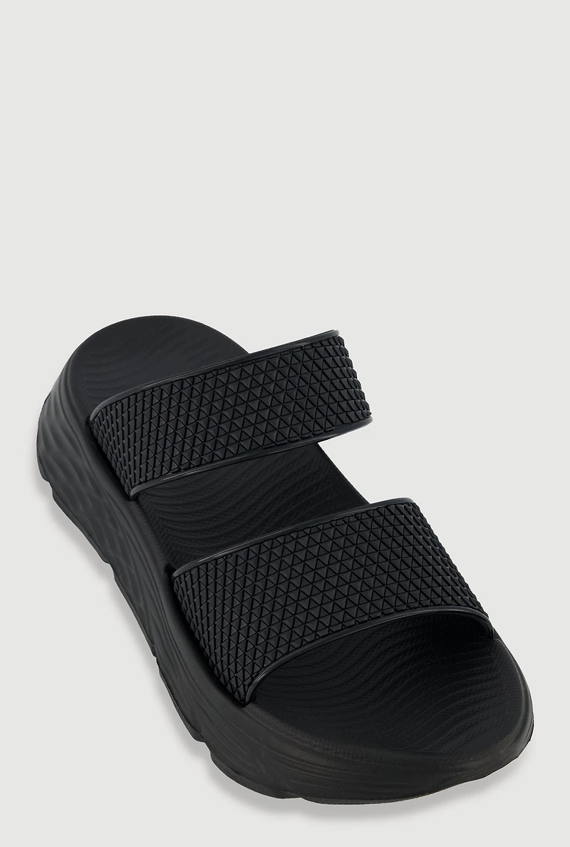 Textured Double Band Platform Sandals