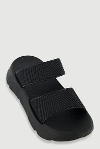 Textured Double Band Platform Sandals