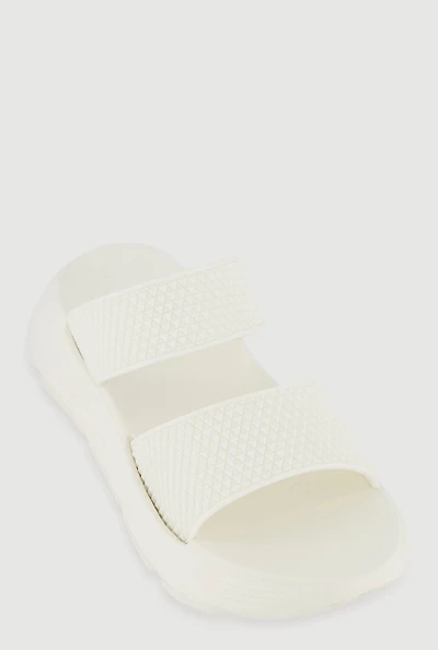Textured Double Band Platform Sandals
