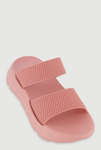 Textured Double Band Platform Sandals