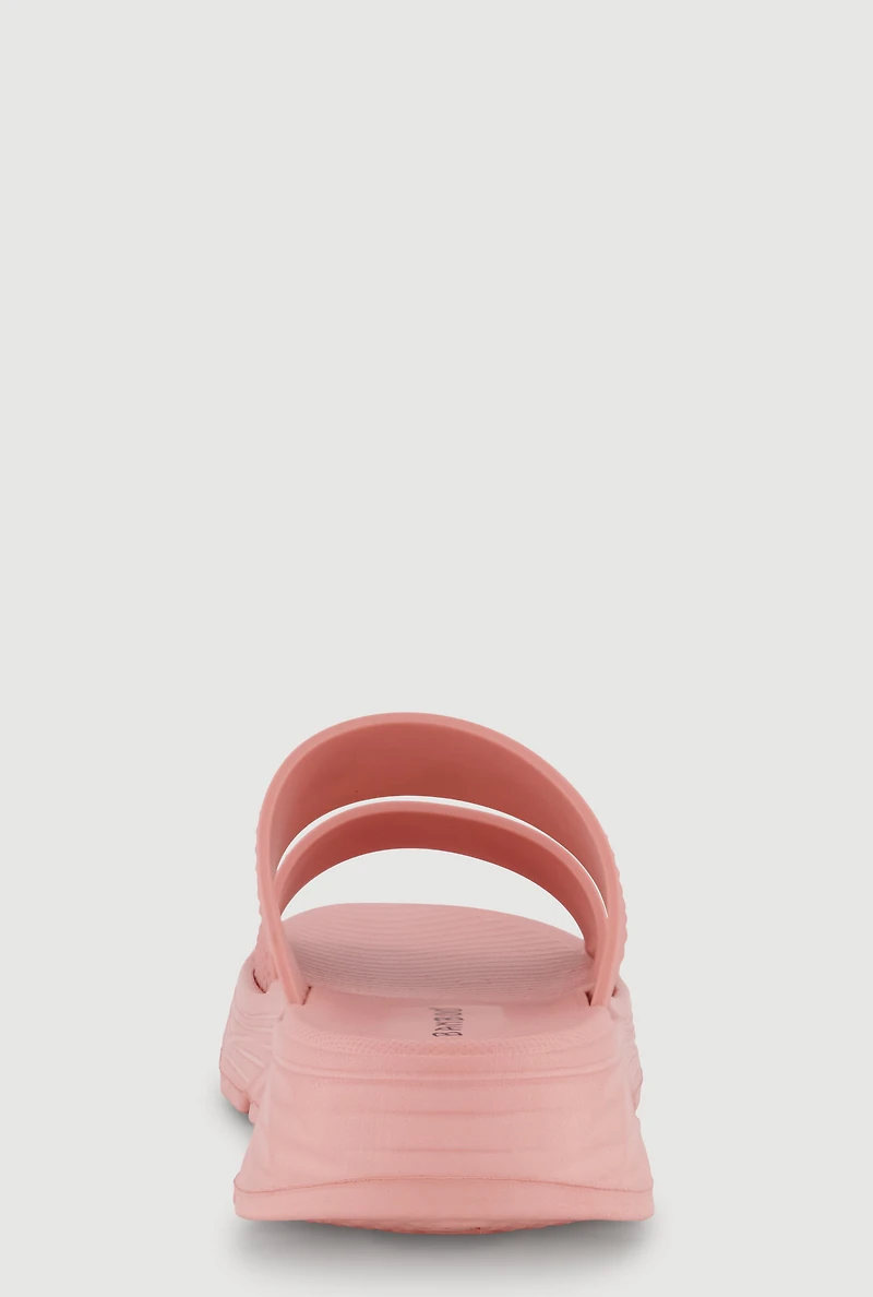 Textured Double Band Platform Sandals