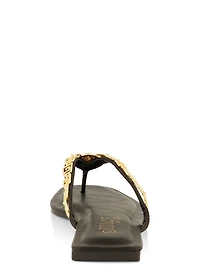 Lion Pendant Greek Key Chain Thong Sandals