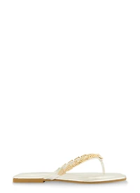 Womens Lion Pendant Greek Key Chain Thong Sandals,