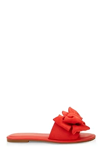 Womens Solid Bow Band Slide Sandals, Orange, Size 6