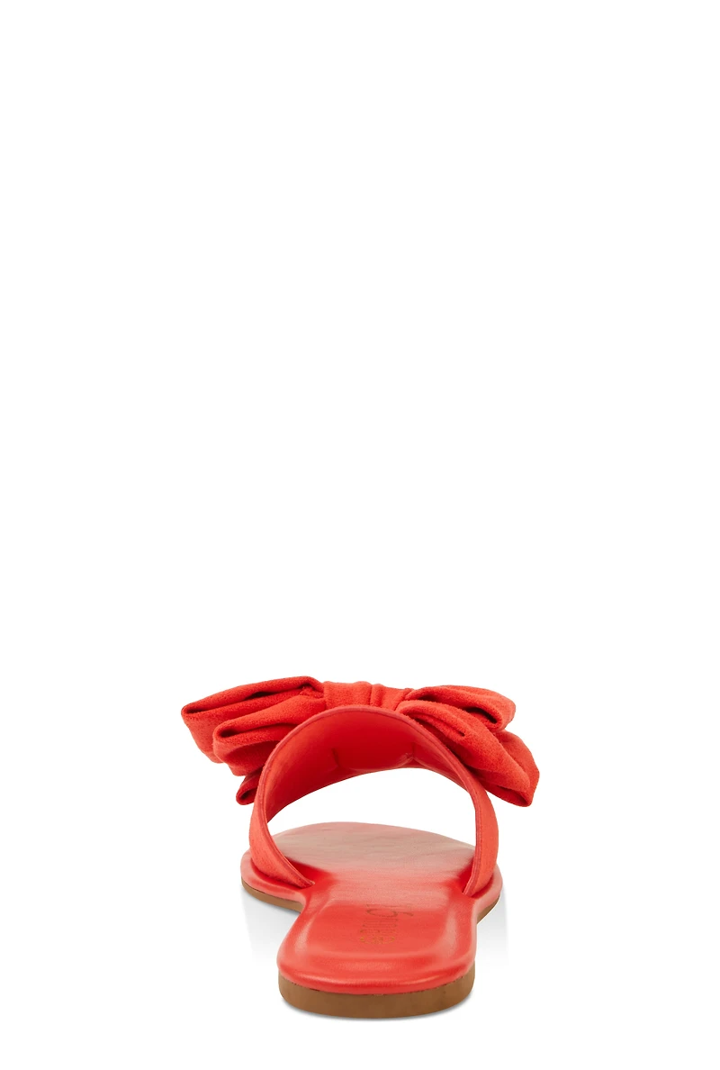 Womens Solid Bow Band Slide Sandals, Orange, Size 6
