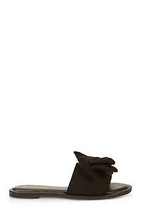 Womens Solid Bow Band Slide Sandals,