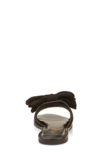 Womens Solid Bow Band Slide Sandals,