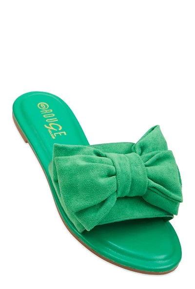 Womens Solid Bow Band Slide Sandals,