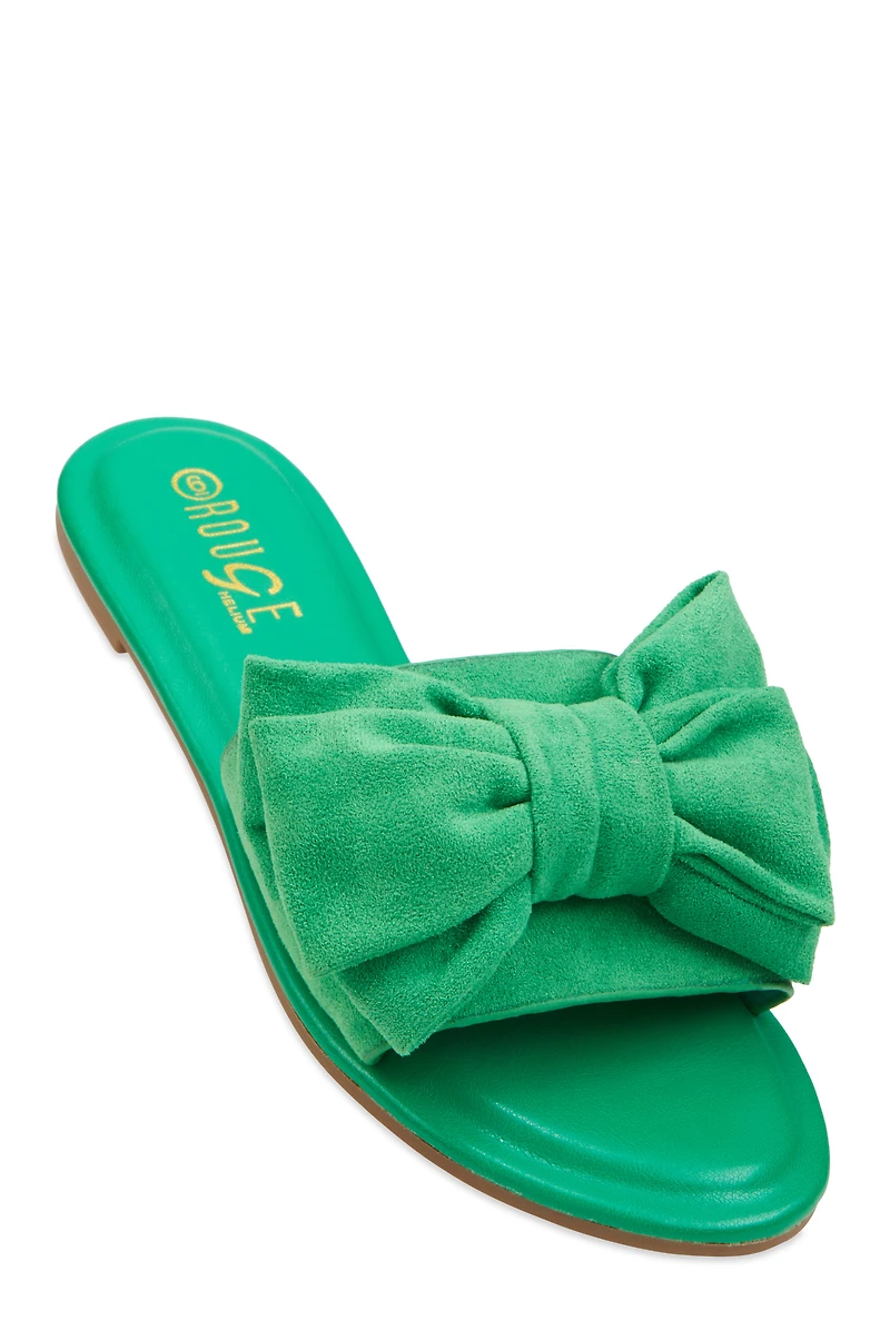 Solid Bow Band Slide Sandals