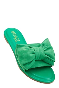 Solid Bow Band Slide Sandals