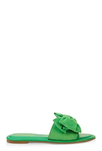 Womens Solid Bow Band Slide Sandals, Green, Size 6