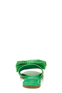 Womens Solid Bow Band Slide Sandals, Green, Size 6