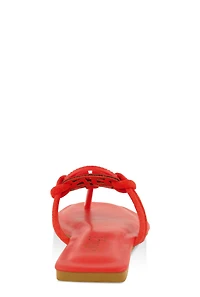 Womens Rhinestone Geo Pendant Thong Slide Sandals, Orange, Size 11