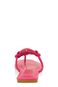 Womens Rhinestone Geo Pendant Thong Slide Sandals, Pink, Size 6