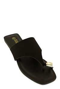 Metallic Toe Loop Detail Thong Slide Sandals