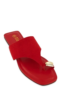 Metallic Toe Loop Detail Thong Slide Sandals