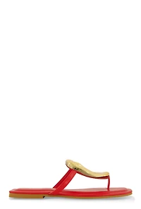 Womens Metallic Pendant Thong Slide Sandals, Red, Size 10