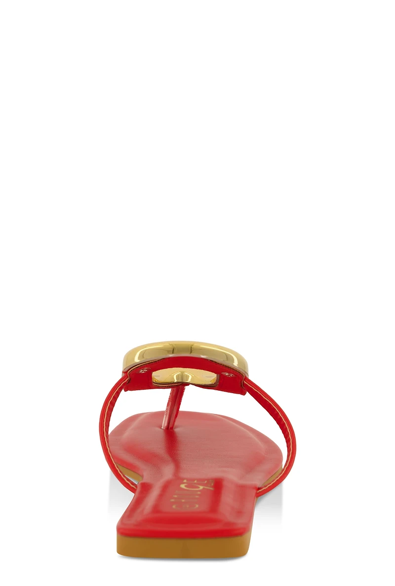 Womens Metallic Pendant Thong Slide Sandals, Red, Size 10