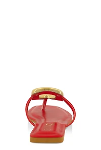Womens Metallic Pendant Thong Slide Sandals, Red, Size 10