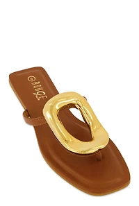 Metallic Pendant Thong Slide Sandals