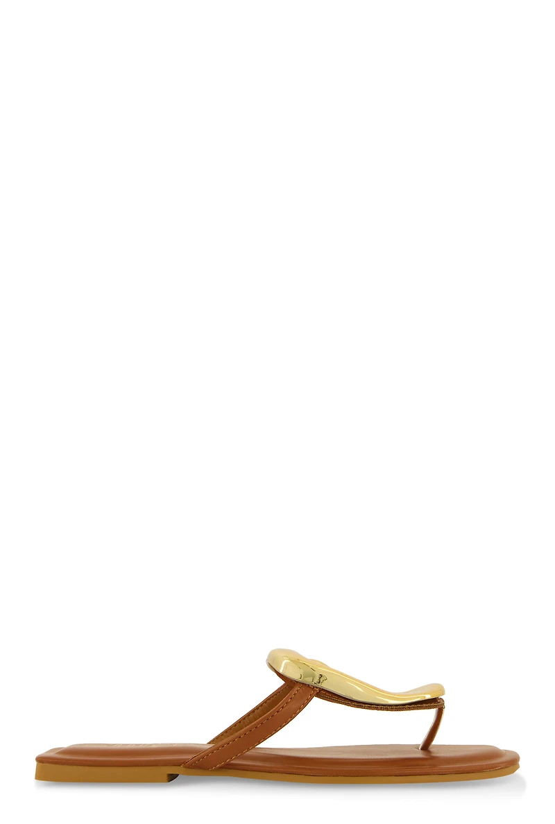 Metallic Pendant Thong Slide Sandals