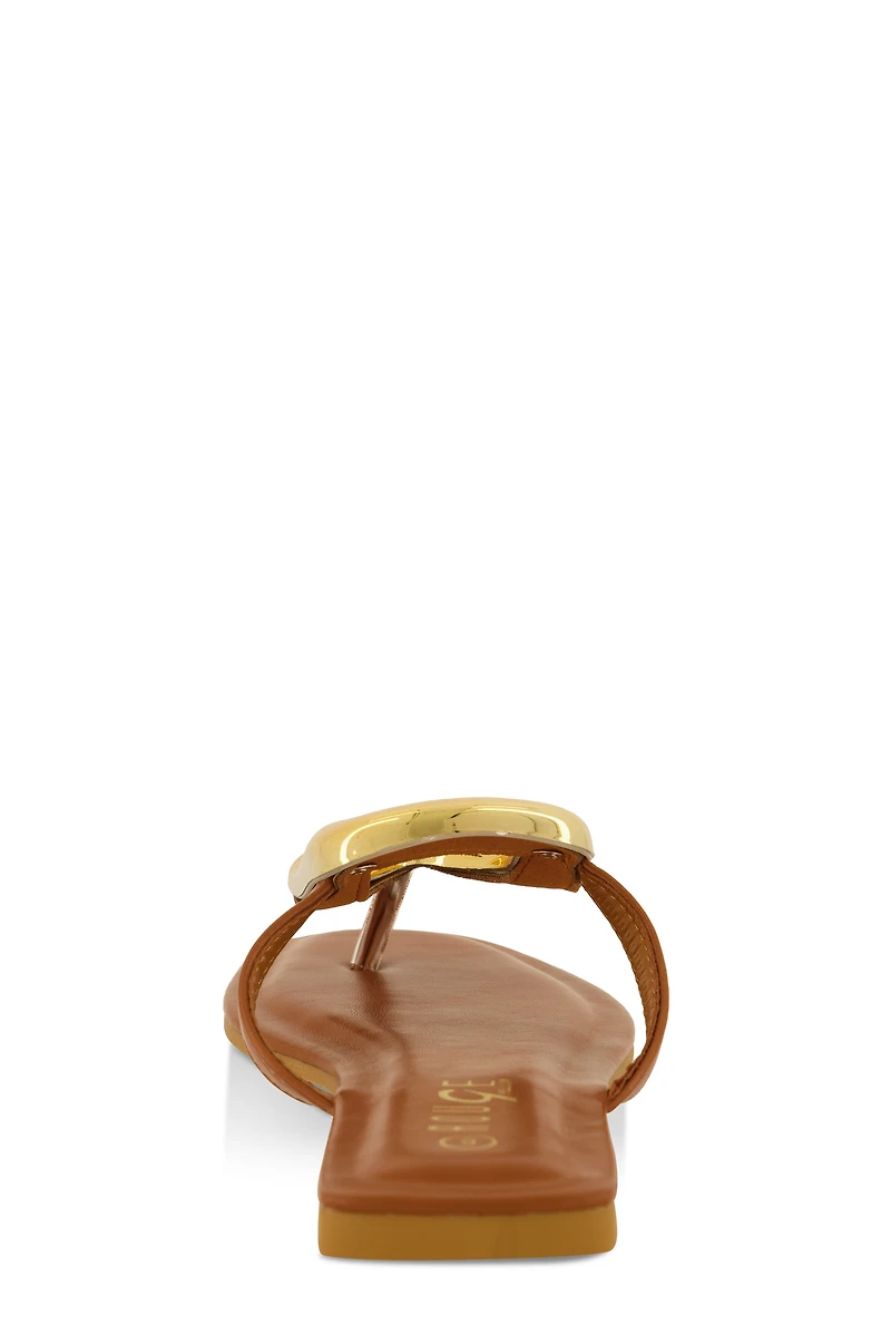 Metallic Pendant Thong Slide Sandals