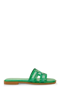 Womens Mesh Insert Cut Out Band Slide Sandals,