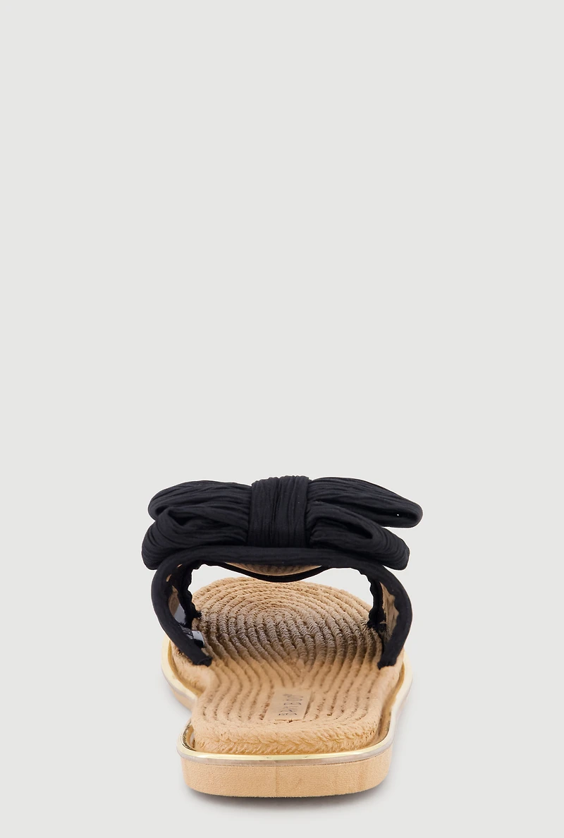 Double Bow Band Espadrille Slide Sandals