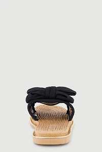 Double Bow Band Espadrille Slide Sandals
