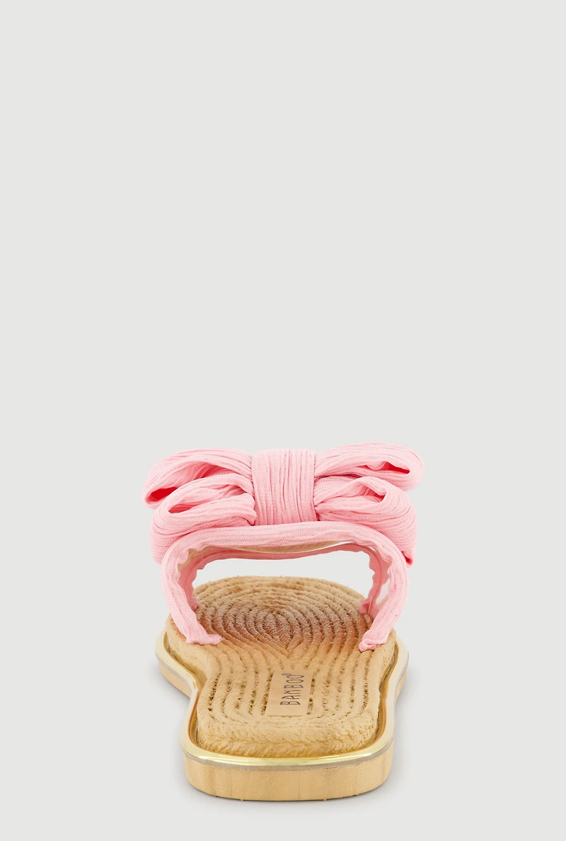 Double Bow Band Espadrille Slide Sandals