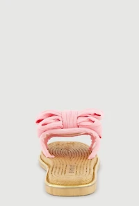 Double Bow Band Espadrille Slide Sandals