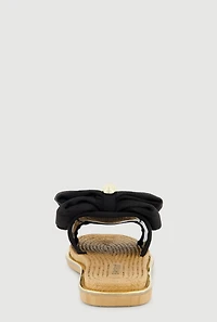 Metallic Trim Bow Detail Slide Sandals