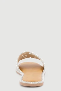 Rhinestone Greek Key Band Slide Sandals