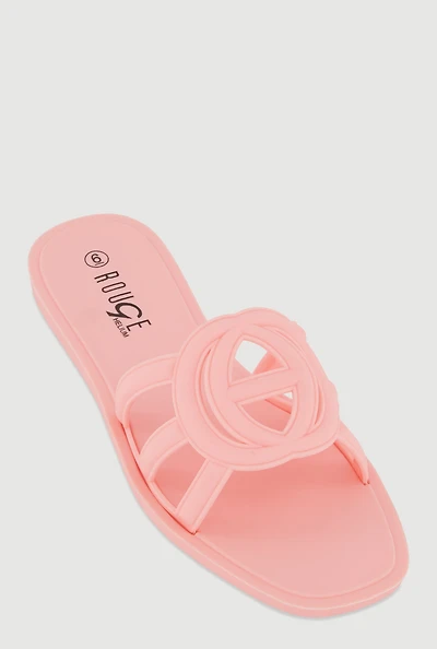 Womens Cut Out Band Jelly Slide Sandals, Pink,