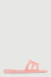 Womens Cut Out Band Jelly Slide Sandals, Pink,